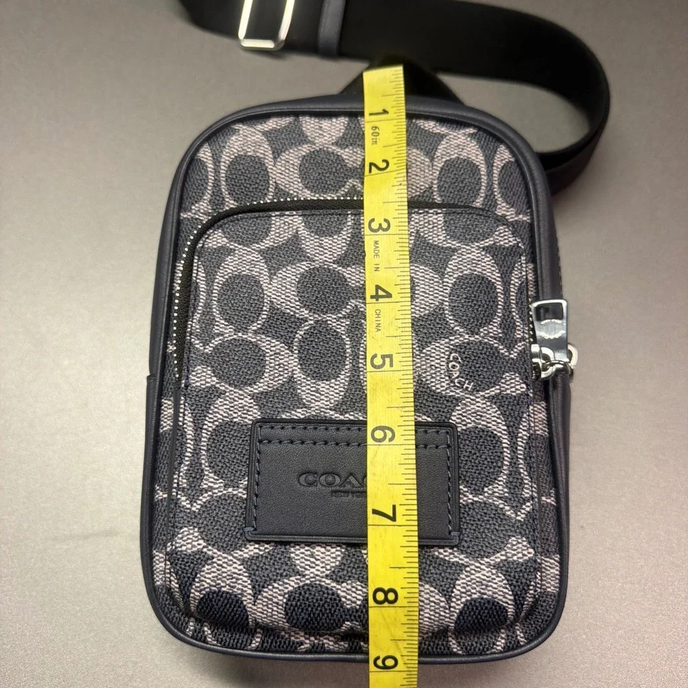 Coach Racer Sling Pack Signature Canvas Denim Chalk Crossbody Bag CEB27 SVLY7